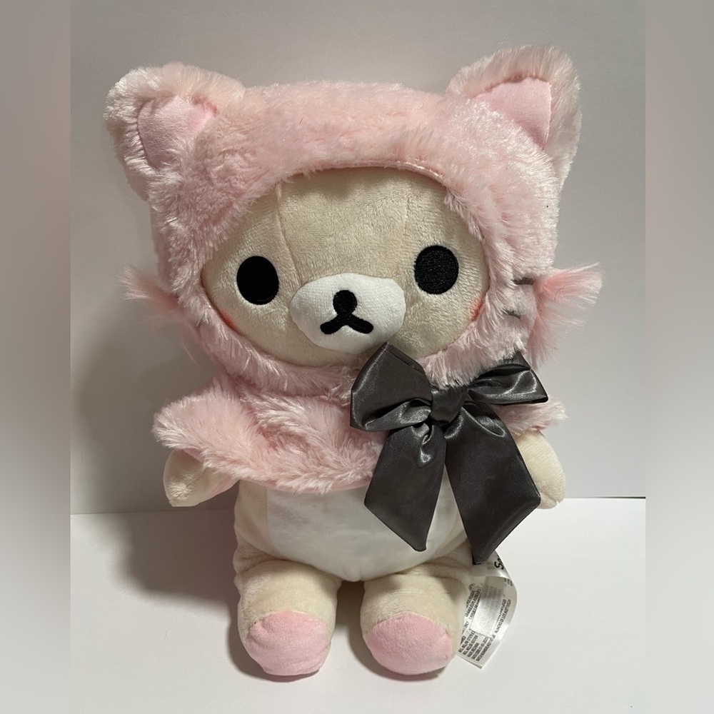SANX KORILLAKKUMA PINK CAT GREY BOW PLUSHIE